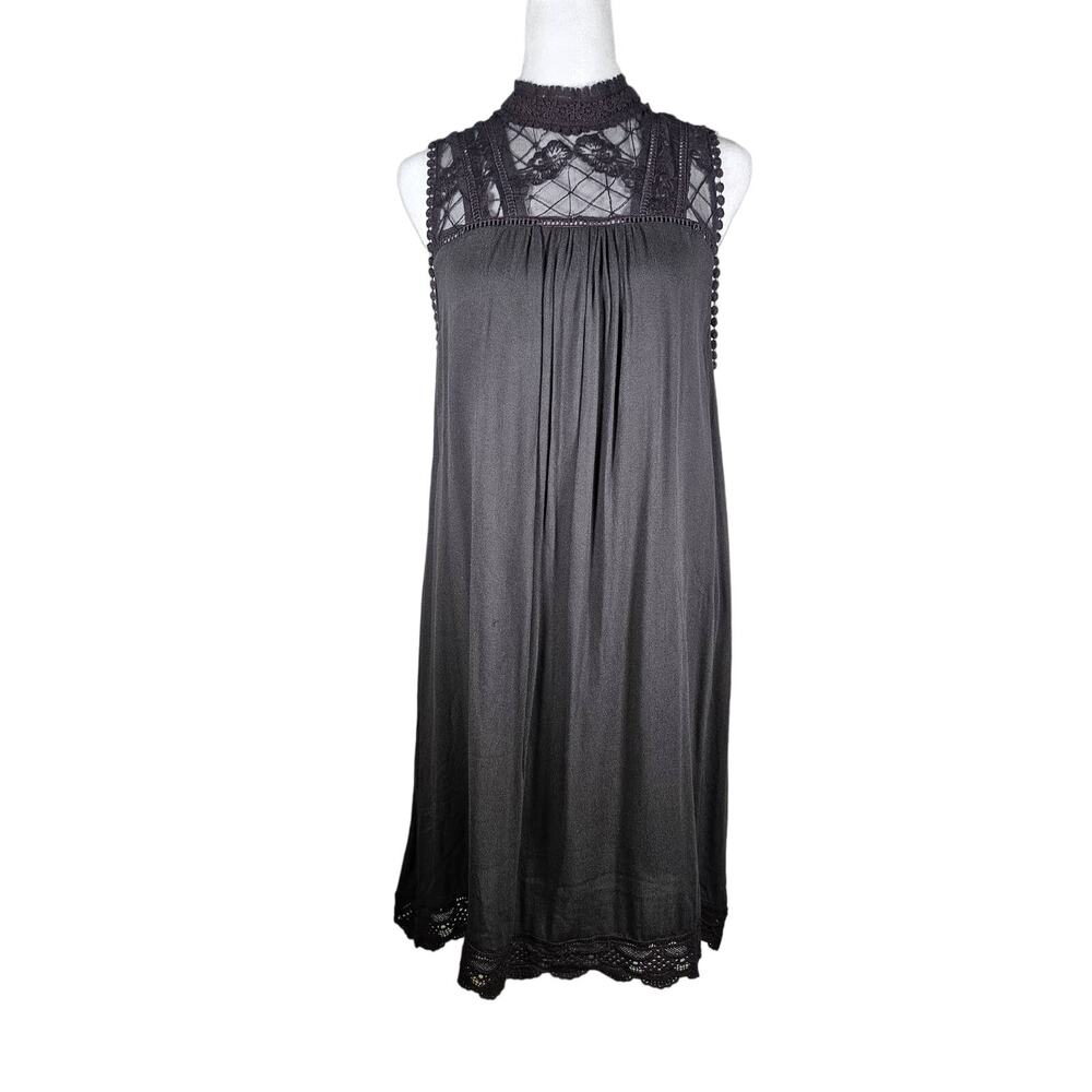 Altar'd State Women's‎ Black Baby Doll Dress Flowy Lace High Collar Size M